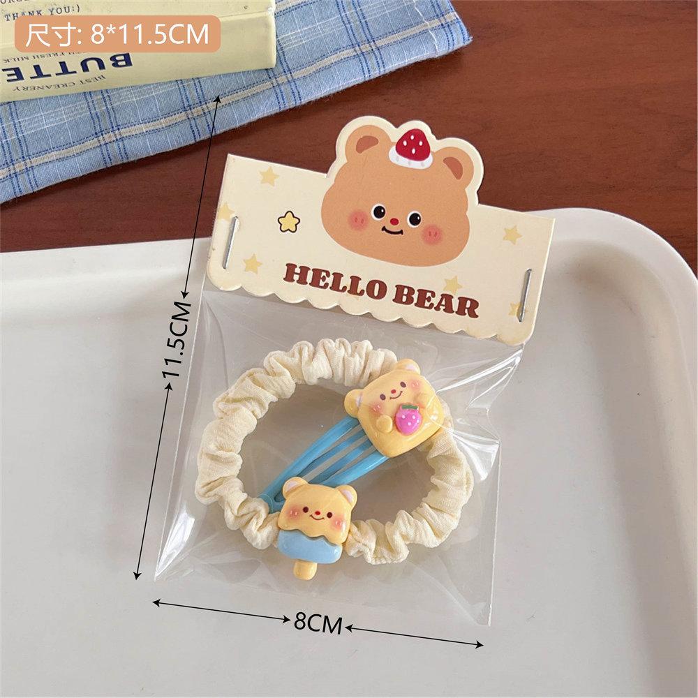 

Cute milk yellow bear series hair accessories combination girl sweet broken hair bangs clip high elastic hair rope hair band wholesale