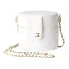 Sheepskin Cylinder Bag, Makeup Bag, Shoulder Bag, Crossbody Bag Medium Women's White AP1616-B03686-10601