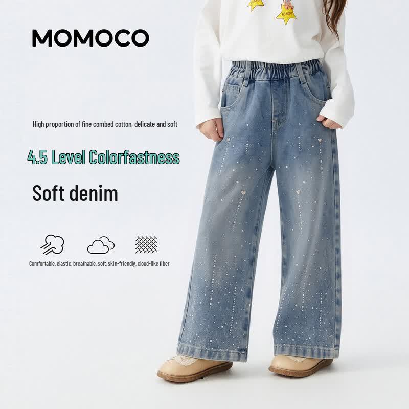 MOMOCO Girls Autumn Fashion Denim Jeans 140
