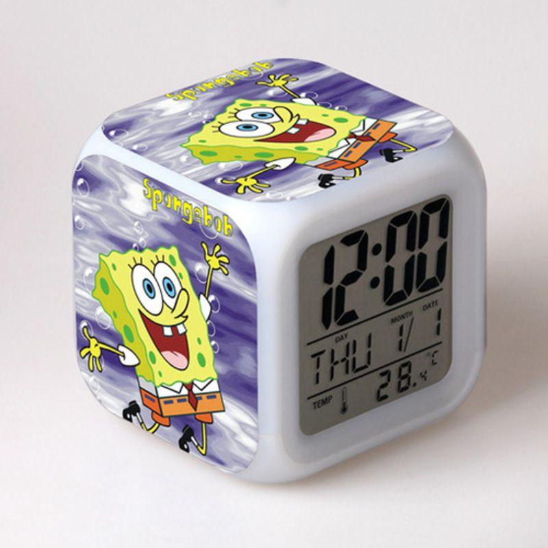 7 Color Glowing Digital Alarm Clock With Date Week Temperature And Snooze Functions