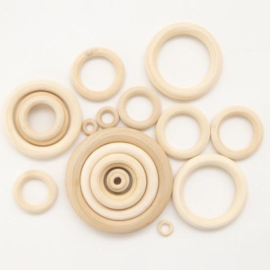 12Pcs Wooden Ring DIY Stylish Unfinished Jewelry Making Wood Pendant Connector for Children