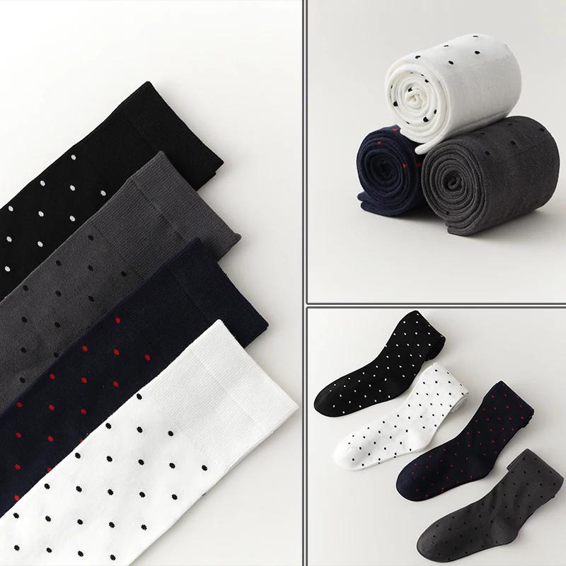 Frühlings Damen Polka Dot Kniehohe Socken Modische Hochwertige Gekämmte Baumwollstrümpfe Geeignet für Damenbekleidung Mit Geschenk