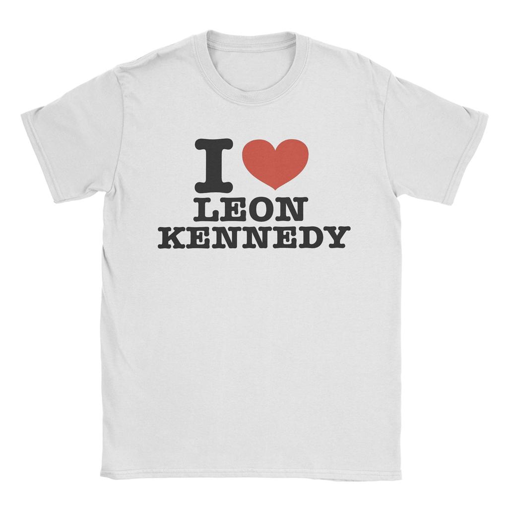 Casual Residents Evils Game T-Shirts for Men Round Neck Cotton T Shirts I Heart Leon Kennedy Short Sleeve Tees Clothing