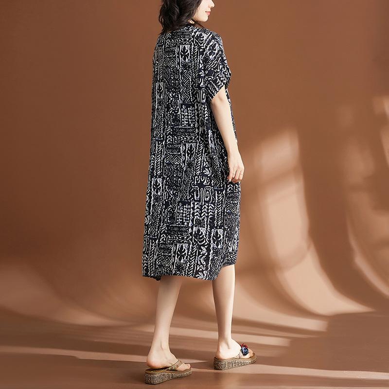 Summer Women's Cotton and Linen Retro Casual Dress