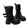Black Martin boots women's 2025 new autumn single boots retro British style thick-soled heightening western cowboy short boots