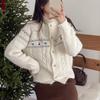 New Arrivals Open Run Women Round Neck Cute Pattern Wool Knit Long Sleeve Cardig