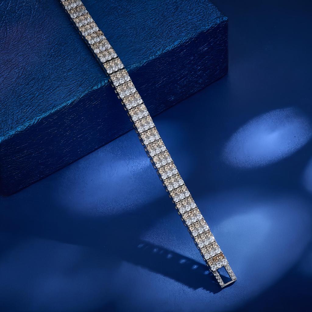 Elegant 17cm Three Row Yellow White Round Zircon Tennis Bracelet Ultimate Luxury Jewelry