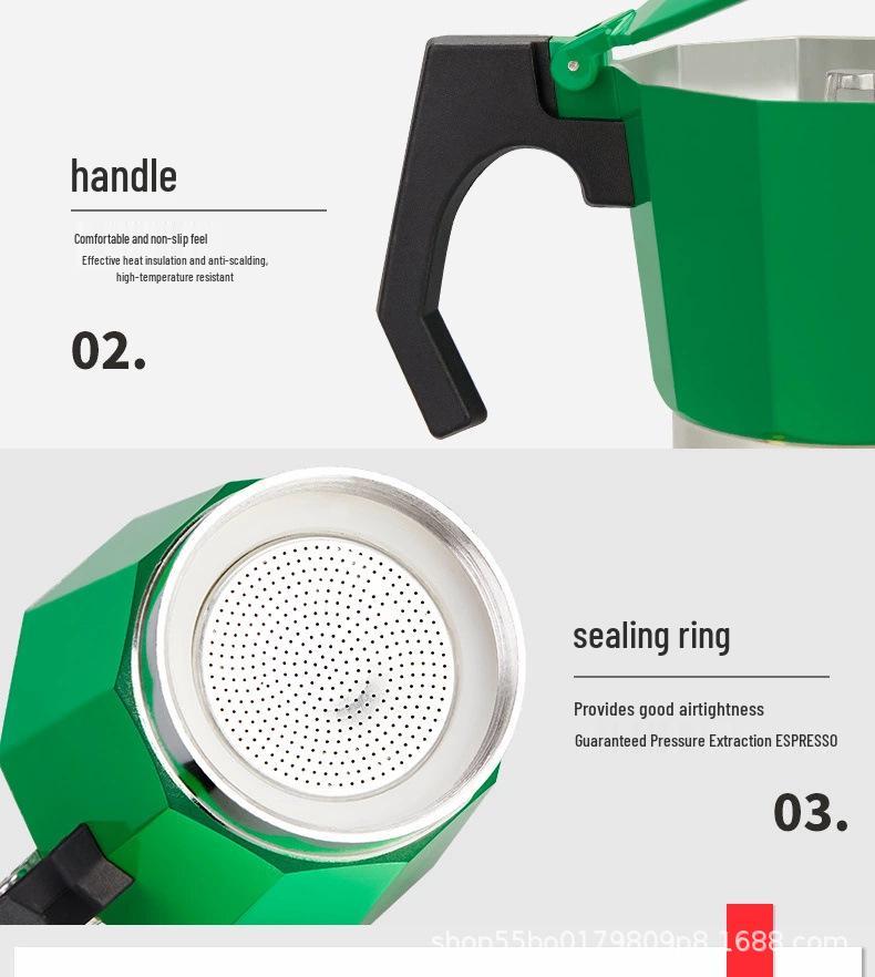 Italian Octagonal Moka Pot: Aluminum Espresso Coffee Maker for Home Use