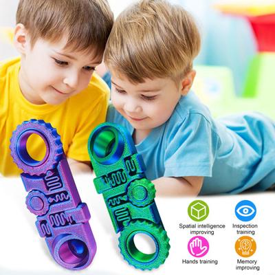 3D Printed Fidget Ring Toy Stress Anxiety Relief 5-in-1 Gear Spinner Sensory Toy Kids Adults Portable Travel Mindful Meditation Fingertip Spinning Toy