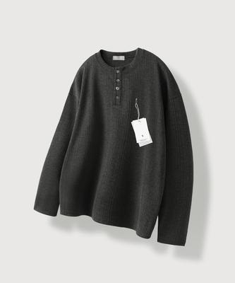 MOOD INSIDE Sov Kavaring Henley Neck Long Sleeve_Charcoal