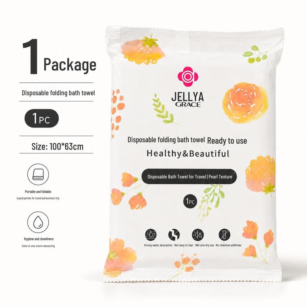 Jieliya Travel-Sized Compressed Cotton Bath Towel - Thick, Absorbent & Portable for Home, Hotel, or On-the-Go Use.