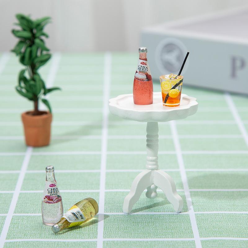 Mini Dollhouse Yan Sehpa Yuvarlak Yan Sehpa Model Ölçek 1/12 Ahşap Mini Ev Mobilyası Çocuk Odası Sahne Dekorasyonu İçin Rol Yapma Oyuncağı