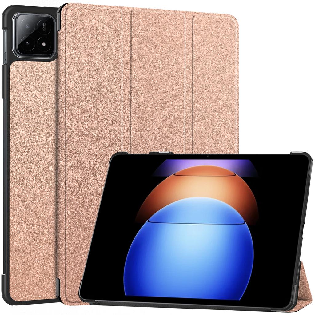 For Xiaomi Pad 6S Pro 12.4 Leather Case Tri-fold Stand Auto Wake/Sleep Smart Shell