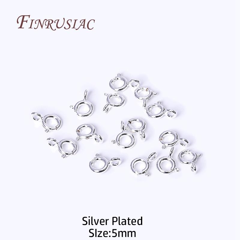 5/5.5/6/7mm Size 18K Gold Plated Brass Spring Ring Clasp with Open Ring, Round Clasps Connector For Bracelet Necklace Making