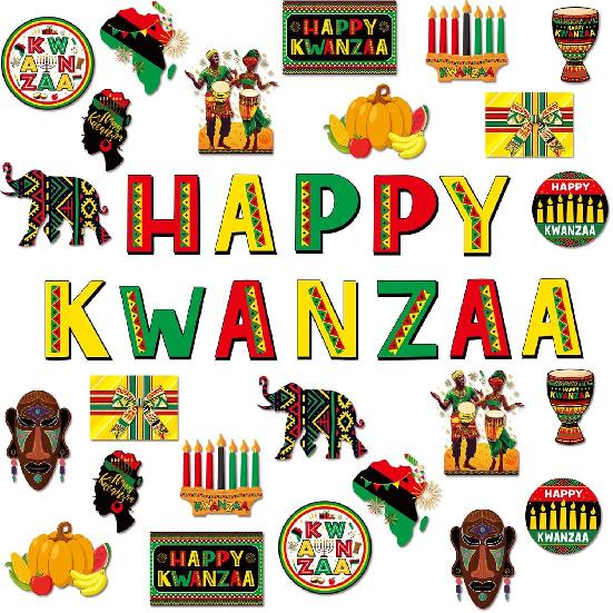 36 PSC Kwanzaa Bulletin Board Decorations Set - Kwanzaa Decorations Happy Kwanzaa s Wall Decoration Kwanzaa s Classroom Decor for Happy Kwanzaa n n