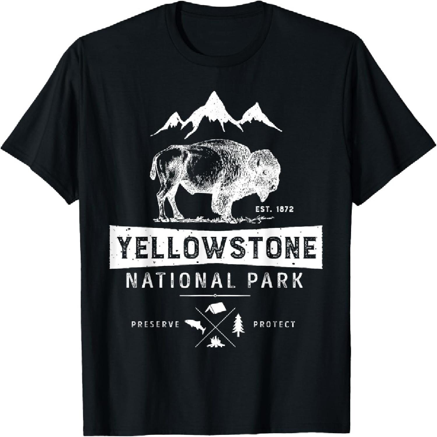 Футболка Национальный парк Йеллоустоун Бизон США Буйвол Винтажная футболка(1) S