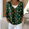 Women's Fashion Long Sleeve Christmas Snowman Snowflake Print Jacket Cardigan