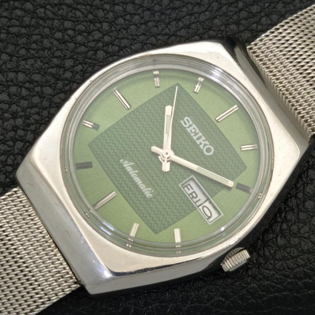 SEIKO AUTOMATIC 6309A VINTAGE JAPAN MENS GREEN COLOR DIAL WATCH a701452-5 R206b-a701452