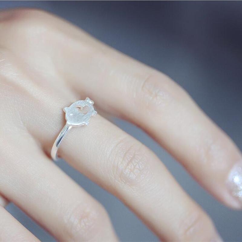 Personality Creative Popular Exquisite 925 Sterling Silver Jewelry Pull Fresh Joints Pig Animal Accessories Opening Rings  R269