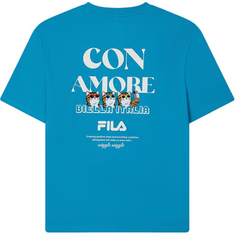 New FILA SS24 T Shirt Unisex Miroku Blue F11U429102FBU