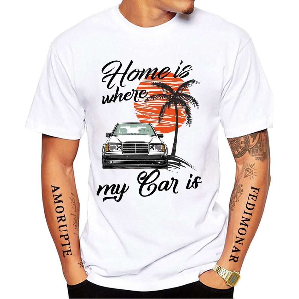 Neue Sommer Mode Unisex Kurzarm W124 E500 Zitat Schmutziger Stil T-Shirt Junge Sport Lässig Weiße Oberteile Oldtimer Hip Hop T-Shirts