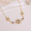 Zinc Zinc Zinc Alloy Sun Flower Chain Neck Jewelry Rhinestone Necklace Women Retro Star Necklace  Gifts