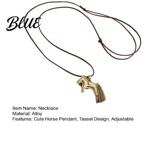 Horse Pendant with Tassel Tail Necklace Alloy Charm Mane Casual