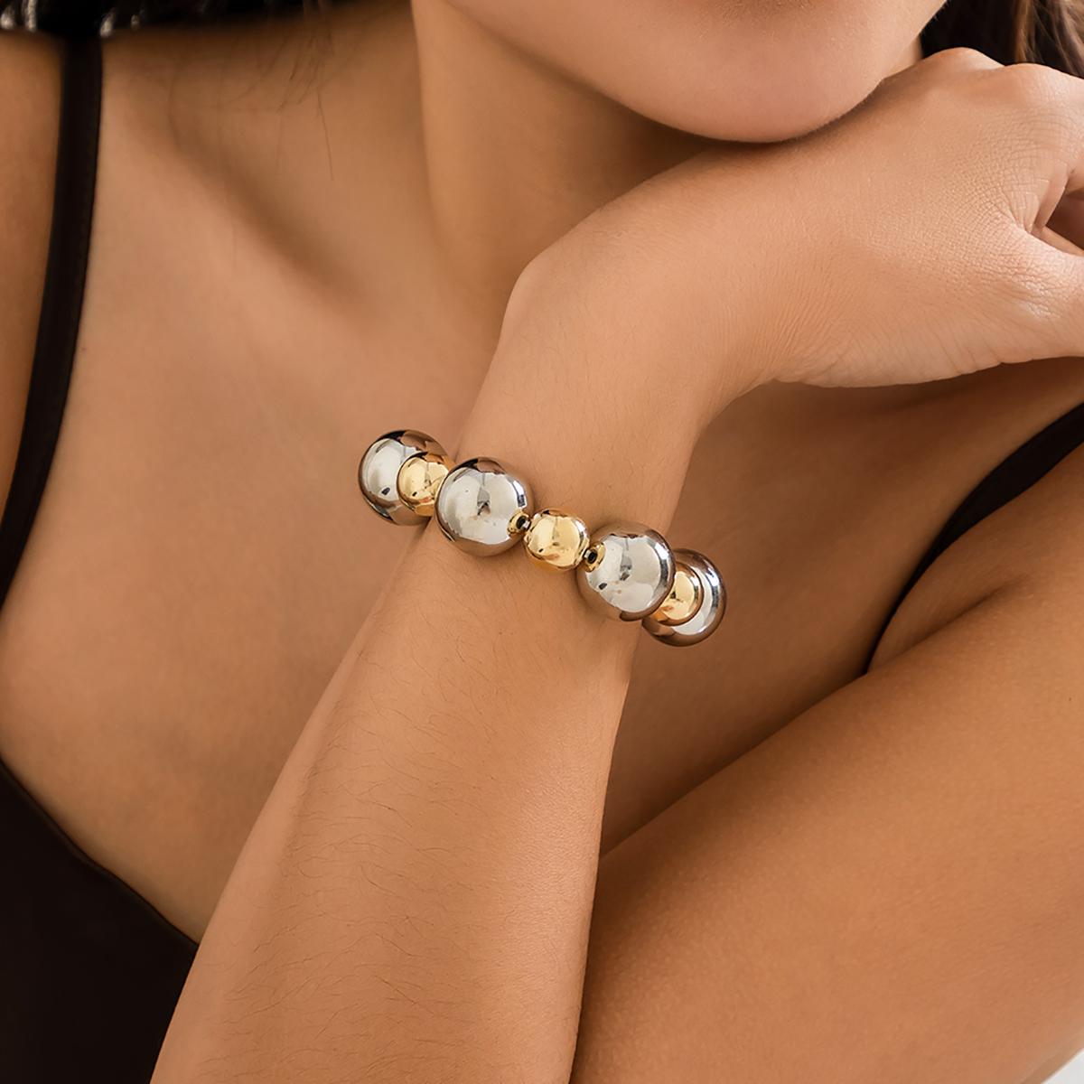 

Salircon Korean Elegant Big CCB Ball Bead Chain Bracelet Punk Irregular Bead Chain Bracelet Women s Wedding Bangle Jewelry Gift