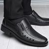 Men's Breathable Genuine Leather Hollow Sandals - Soft Sole, Non-Slip, Perfect for Summer and Business Wear