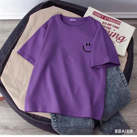 Summer Smiling Face Print Children's T-shirt Short-sleeved Pure Cotton Loose Basic Versatile Base Cool Simple Kid Girl Tees Tops