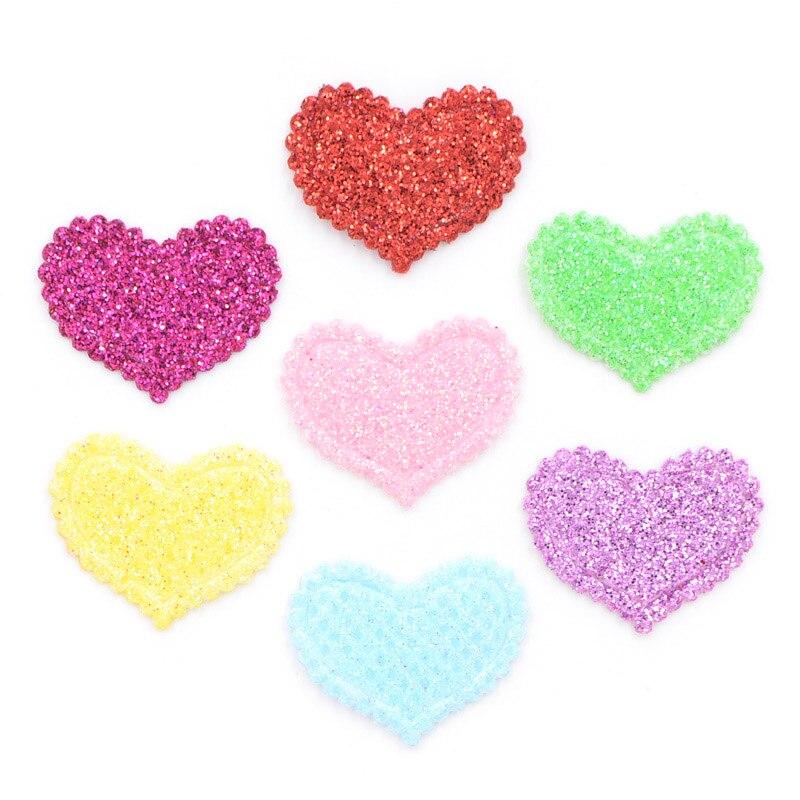 

120 шт. разноцветные блестящие аппликации в форме сердца, тканевые нашивки для рукоделия, одежды, свадебных аксессуаров для скрапбукинга «сделай сам» разноцветный