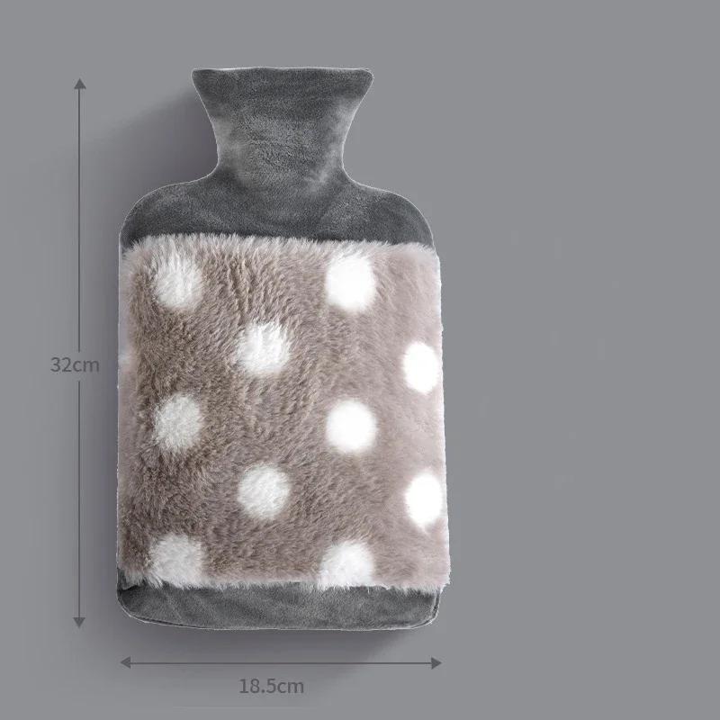 2000ml Plush PVC Water Bottle Bag Water-filling Hot-water Bag for Female Warm Belly Hands and Feet Warmer Water Bag