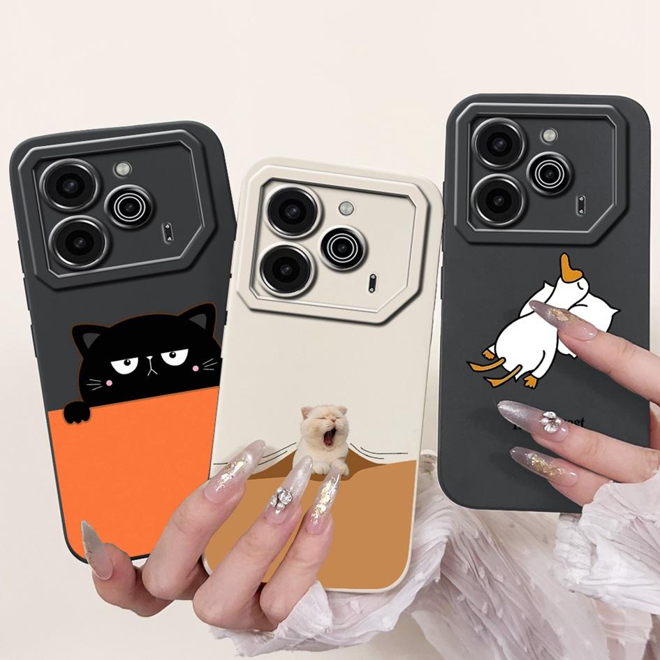 Pova 6 Case For Tecno Pova 6 Pro 5G Silicone Cover Cute Dinosaur Panda Camera Lens Protector Bumper For Tecno Pova6 Pro LI9 Capa