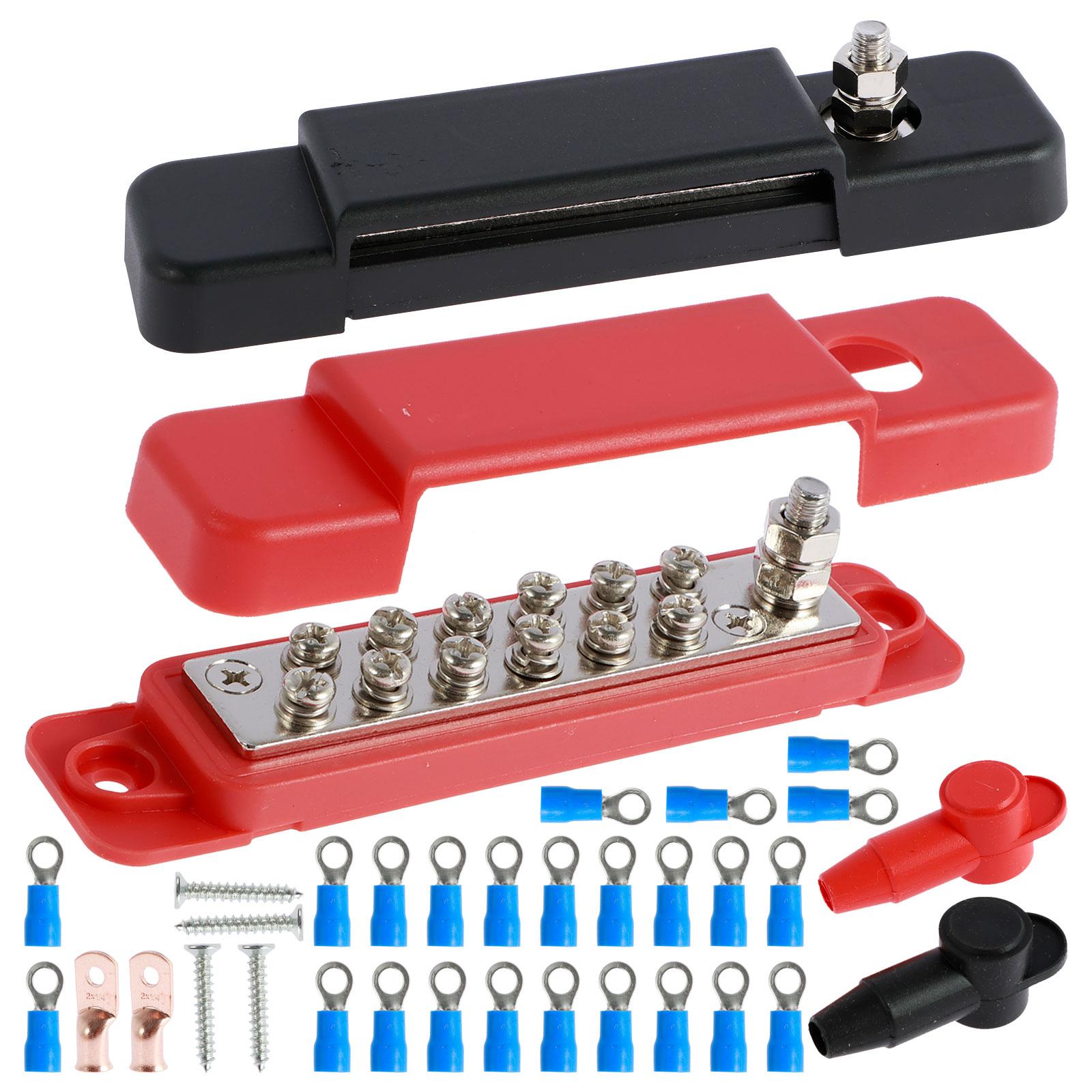 Power Distribution Block 150A 48V DC Bus Bar Battery Power Distribution Block with Cover and Screws Marine Bus Bar Terminal