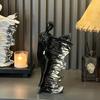 Elegant Ceramic Goddess Sculpture Silver Gradient Art Sculpture Light Luxury Figures Art Ornaments Decorated with Unique Gifts