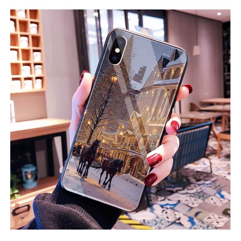 Winter Christmas Glass phone case For Samsung S25 S24 S23 S22 Ultra S24 Plus A55 A16 A54 A15 A56 A36 S25 FE