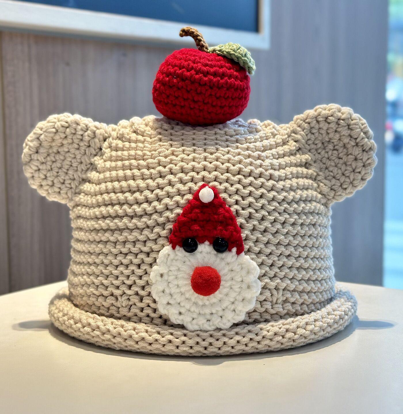 

Милая мультяшная шапка-бини с плюшевым мишкой для женщин - Теплая, универсальная, стройнящая лицо осенне-зимняя шерстяная рождественская шапка. One Size