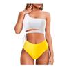 Women's One Shoulder Strap Bikini Set High Waist Bottom Two Piece Swimsuit Summer Beachwear Swimwear for Casual Poolside