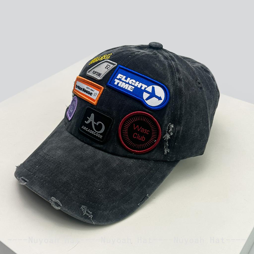 And Women American Street Style Embroidered Letter Prints Flag Baseball Caps Sun Protection Personalized All-Match Broken Peaked Hats Trendy Ins
