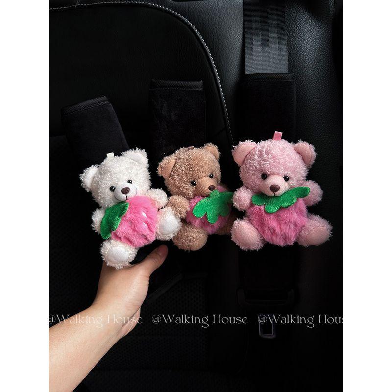 Car seat belt shoulder pad cute Fancy strawberry Bear Stuffed car interior decorations ornaments gift