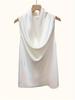 European & American Women's Satin Silk Pleated Sleeveless Top for Autumn