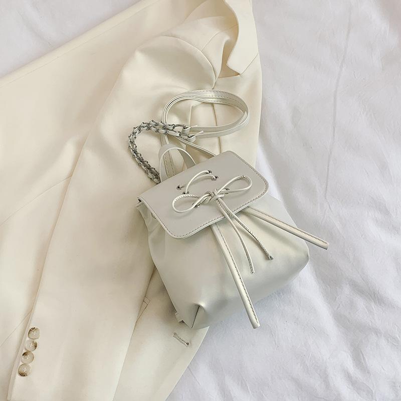 Solid Color Texture Simple Bow Casual Bag Spring New Versatile Ins Women's Backpack Women's Bag