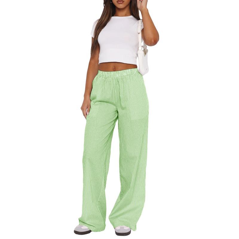 QICED Women's Fashion Casual Solid Color Print Pants & Capris