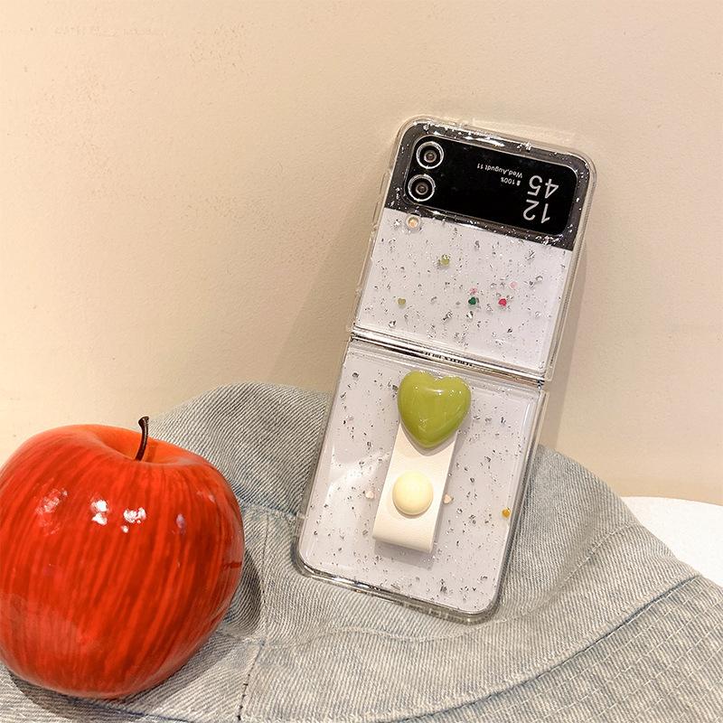 

Love Ring Phone Case for Samsung ZFlip6 for Zfold5 Glue Sequin Glitter Folding Screen Flip Light Luxury For Samsung ZFold7
