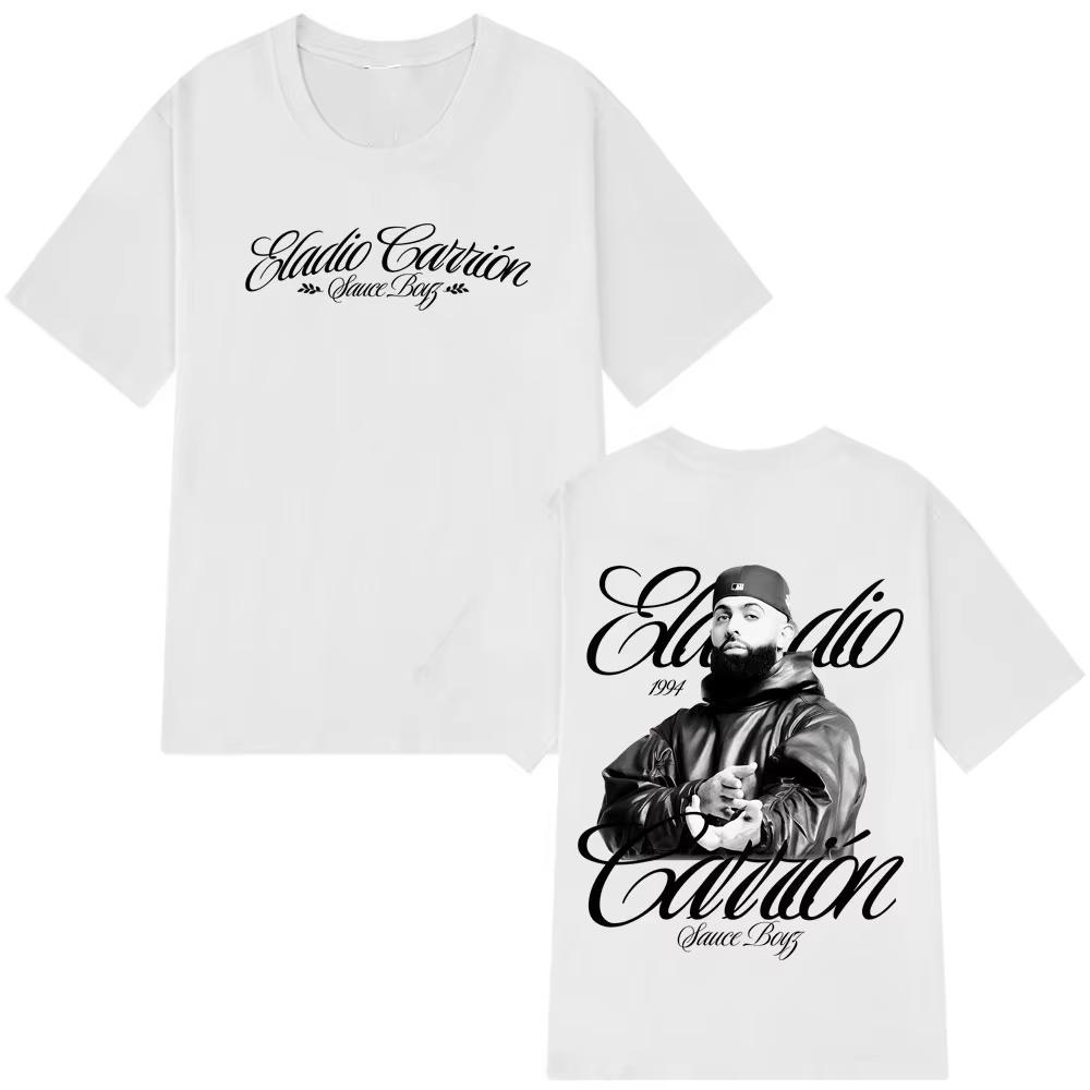 Rappeur Eladio Carrión Sauce Boyz Tournée 2026 Album T-shirt Hommes Femmes Vintage T-shirt Manches Courtes Hiphop Punk T-shirt Streetwear