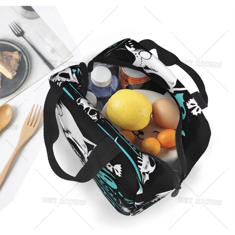 Butterfly Skeleton Cat Insulated Lunch Bag for Women Men, Waterproof Reusable Lunch Cooler Tote,  Lunch Tote for College or Work