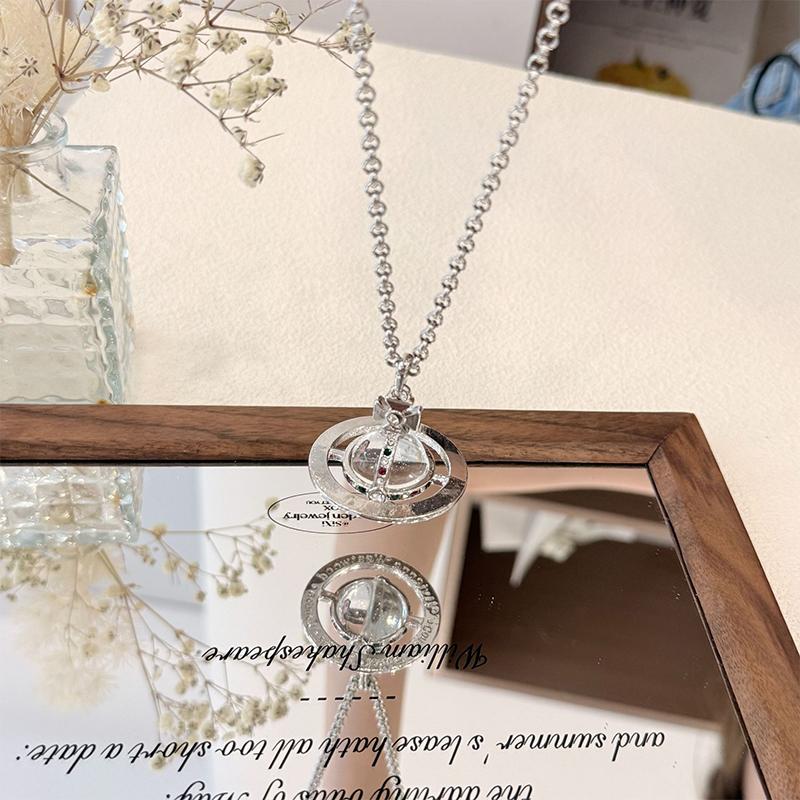 Kolorowe Szklane Koraliki Trójwymiarowe Pierścienie Saturna Naszyjnik Damski Fajny Styl Niszowy Design Letnie Wszechstronne Akcesoria