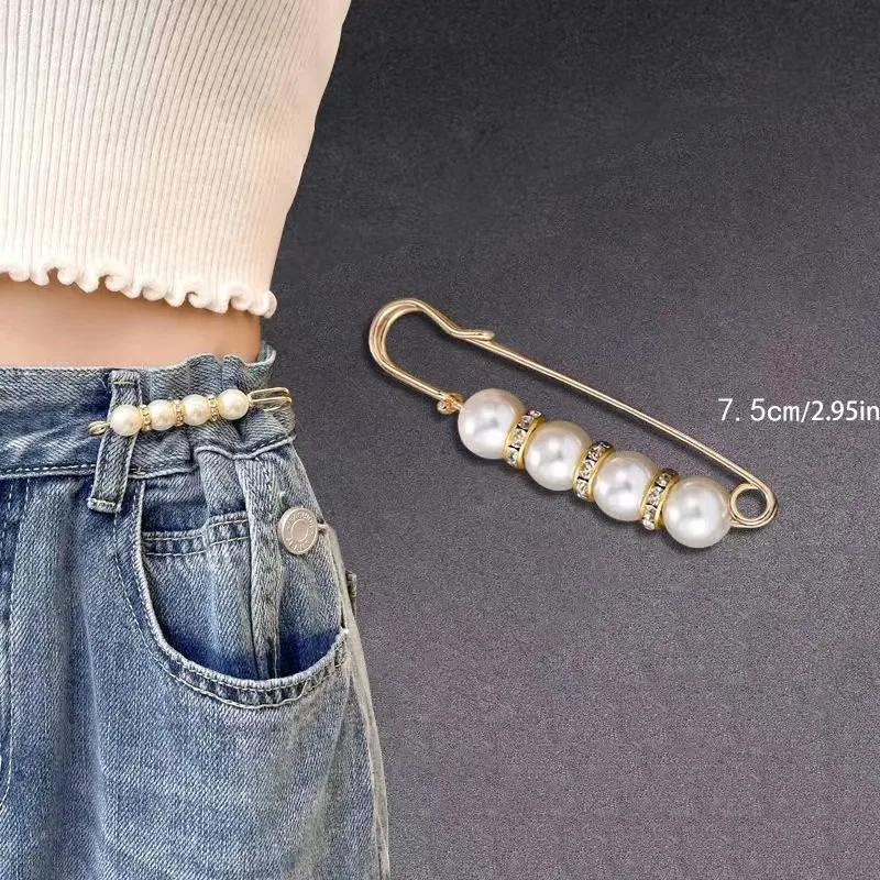 1Pcs Set Artificial Pearl Waist Pin Clips for Trousers Pants Skirts Dress Waistline Adjusting Shirts Sweater Brooch
