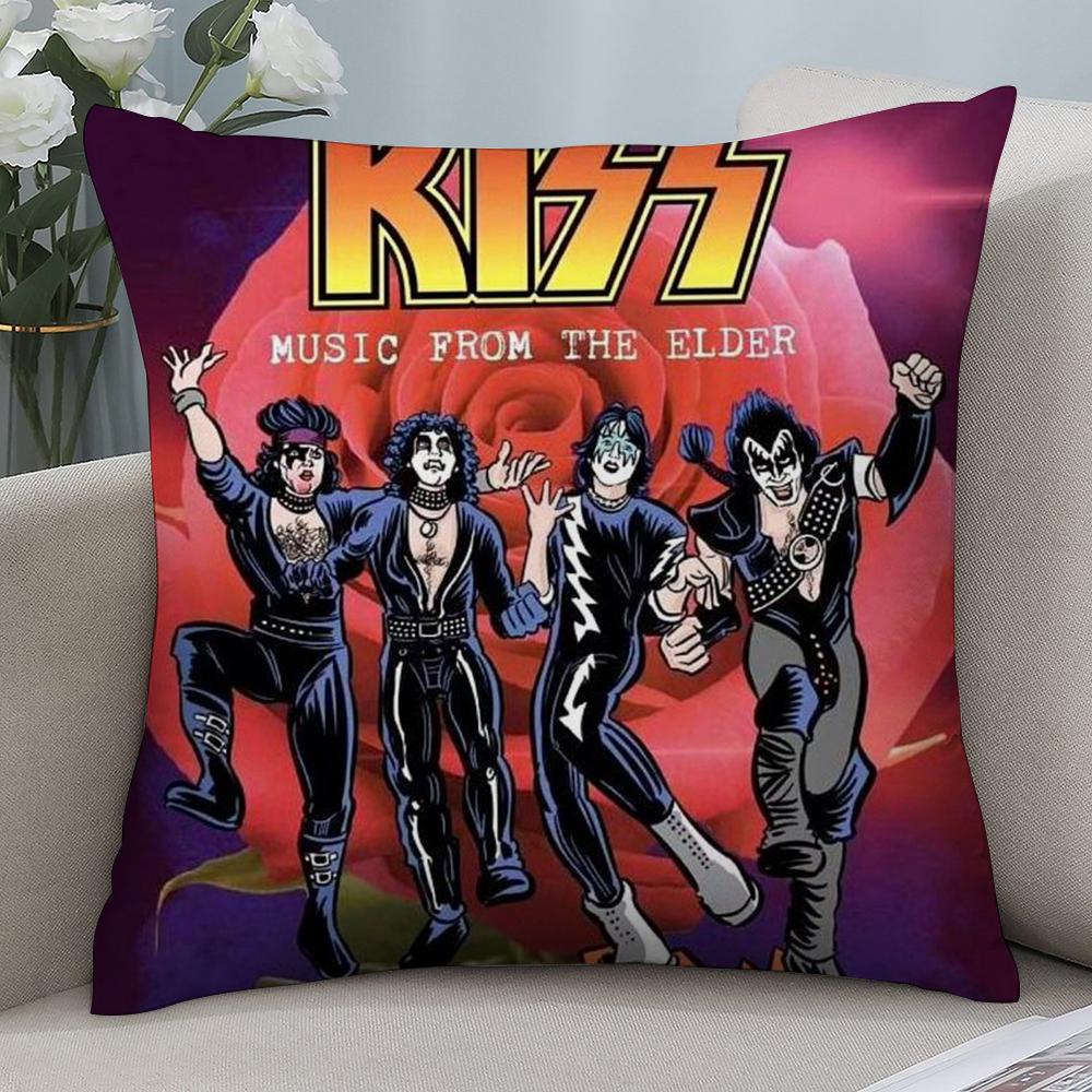 American Hot Heavy Metal Rock Kiss Band Pillow Case Short Plush Sofa Decorative Gift Home Double-sided Printing Cushion