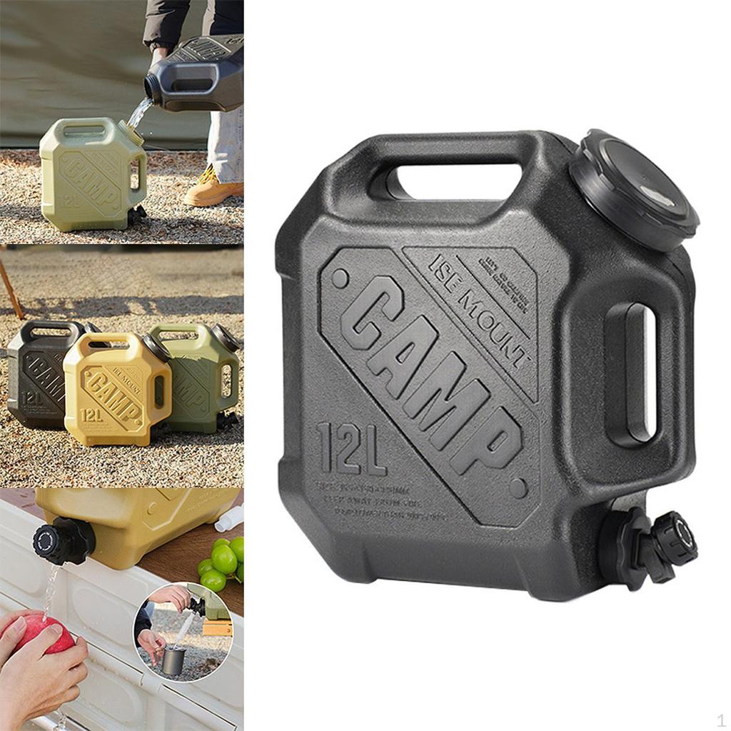 Water Container with Faucet Camping Storage Carrier Jug for Fishing RV Black